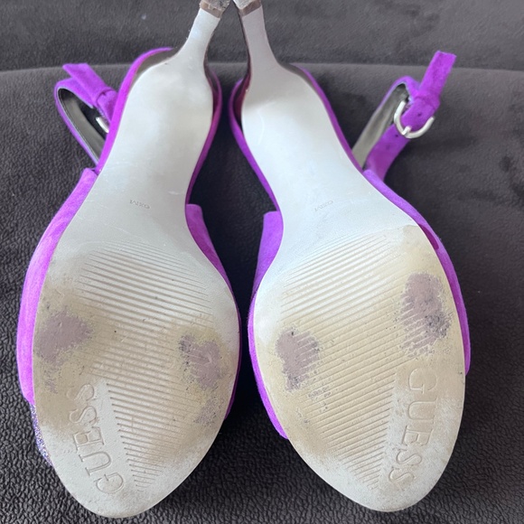 Guess Billow Pink/Fuschia/Glitter Suede Stilettos size 6.5 - Picture 9 of 11